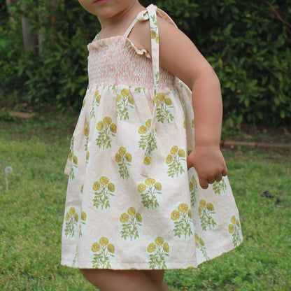 * Made to Order * Lilian Dress - Goldie Floral Block Print