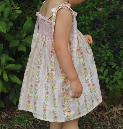 Lilian Dress - Vintage Striped Floral