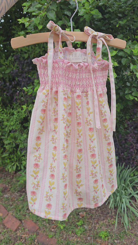 1y Lilian Dress - Vintage Floral Stripe